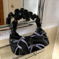 Bowknot pleated handbag chain crossbody bag - Thumbnail 1
