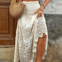 Boho Vintage-Inspired High Waist Maxi Skirt for Women - Thumbnail 3