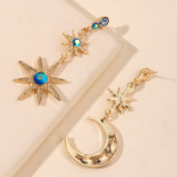 Celestial Blue Crystal Moon and Star Earrings - Thumbnail 3