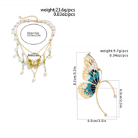 Multilayer Butterfly Pendant Tassel Necklace  - Thumbnail 5