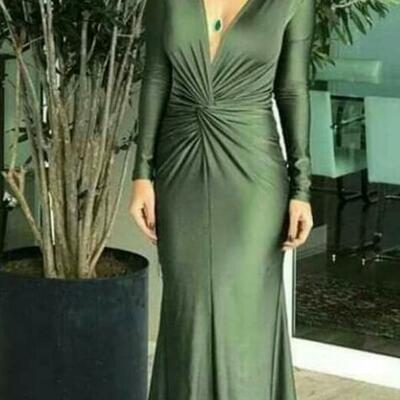 Elegant green long sleeve mother of the bride/ groom dresses formal evening dress