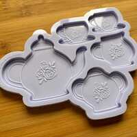 Vintage High Tea Floral Set Silicone Mold - Thumbnail 1