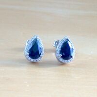 BOXED GIFT/Sterling Silver Sapphire Earrings/Sapphire Earrings/Sapphire Studs/Sapphire Jewellery/Sapphire Jewelry/September Birthstone/UK - Thumbnail 1