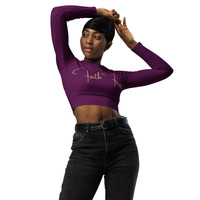 Faith First Long-Sleeve Crop Top Plum Gold Edition | Chayilpreneur Activewear  - Thumbnail 2