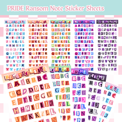 Pride ransom note sticker sheets