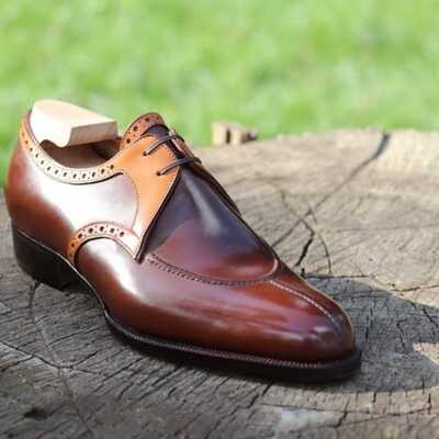 Handmade men's brown outclass finishing hand stitch edition chukka lace up shoes