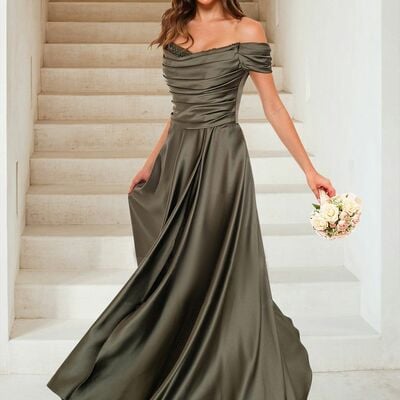 Elegant a line off the shoulder mother of the bride/ groom dresses formal evening dress - Thumbnail 1