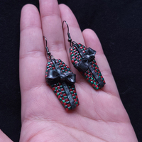 Checkered Coffins Gift Box Earrings - Thumbnail 1