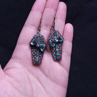 Checkered Coffins Gift Box Earrings - Thumbnail 4