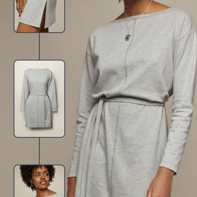 Boatneck neck dress - Thumbnail 1