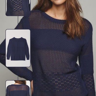 Mixed open knit sweater - final sale - Thumbnail 4