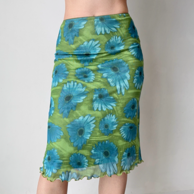 Retro contrast print hip skirt