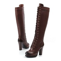 Women's high heeled boots with straps 2 colors - Thumbnail 4