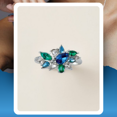 Luxe blue flora ring