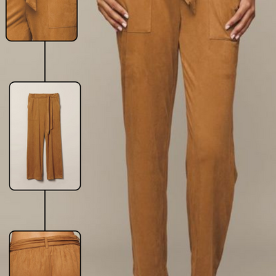 Faux-suede belted pant