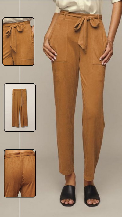 Faux-Suede Belted Pant