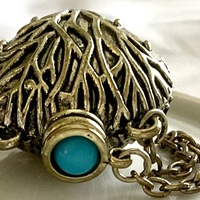 Brass-Plated World Tree Flask Pendant - Thumbnail 2