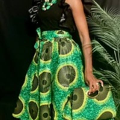 Vibrant vines skirt set w/ headwrap & purse