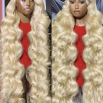 Blonde Bombshell” 28 inch 13x6 HD Lace Front Wig – Color 613 (Platinum Blonde)