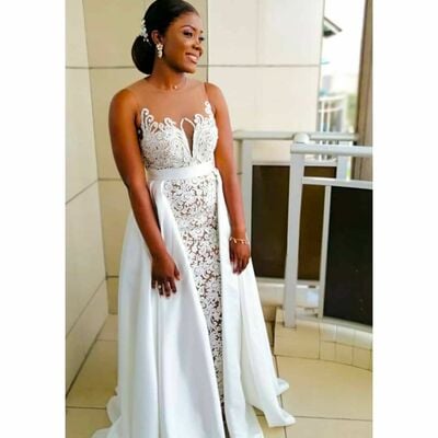 Luxury wedding dress, mermaid afrcian girls lace bridal dress bridal gown - Thumbnail 1