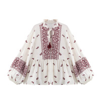 Fashionable women's long-sleeved printed shirt - Thumbnail 2