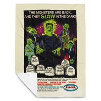 60x80 Aurora GLOW Monsters 1969 Comic Book Ad Throw Blanket - Thumbnail 1