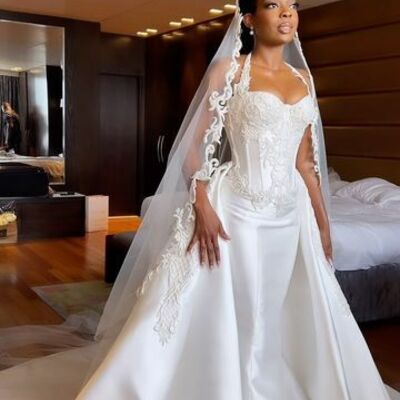 Elegant wedding dress, mermaid lace appliques african girls bridal dress bridal gown