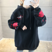 Crane and Rose Embroidered Hoodie - Thumbnail 3