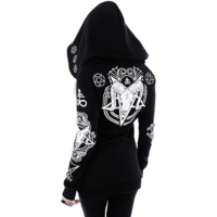 EdgyGothic Black Hooded Punk Coat - Thumbnail 1
