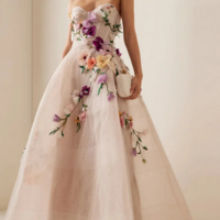 Classy A-Line V-Neck Dress with 3D Flower Embroidery - Thumbnail 4
