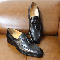 Tassel loafers men's genuine leather business wedding party shoes 3 colors - Thumbnail 3