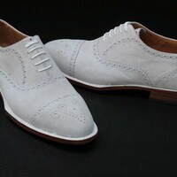 Crafted Leather Classic Genuine Suede Leather Oxford Dress Shoes - Thumbnail 1