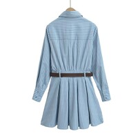 Sweet and spicy striped shirt belt design dress - Thumbnail 2