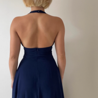 Sexy deep V-neck halter neck holiday casual waist dress - Thumbnail 2