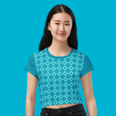Bondi blue flower crop tee