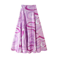 Fashionable sexy hot girl positioning print satin top skirt - Thumbnail 1