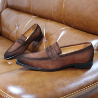 Men's genuine leather casual shoes suede slip-on loafers 2 colors - Thumbnail 1