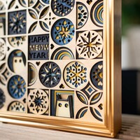 STEREOWOOD New Year Cat Layeedr Wooden Wall Art Unique Gift - Thumbnail 5