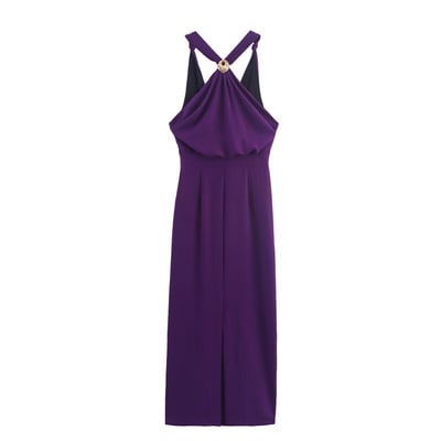 Fashionable sexy hot girl halter neck slim dress - Thumbnail 1