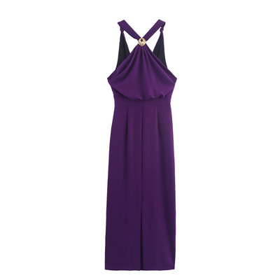 Fashionable sexy hot girl halter neck slim dress