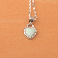 Sterling Silver White Opal Heart Pendant & Chain/Opal Necklace/Opal Jewellery/Opal Jewelry/Opal Heart Pendant/October Birthstone/UK - Thumbnail 4