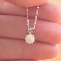 BOXED GIFT SET/Sterling Silver White Opal Solitaire Pendant & Chain/Silver Opal Necklace UK/Opal Jewellery/Opal Jewelry - Thumbnail 4