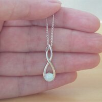 BOXED GIFT SET/925 White Opal Pendant & 18" Silver Chain/White Opal Necklace/Opal Jewellery/Opal Jewelry/Opal Jewelery/October Birthstone/UK - Thumbnail 3