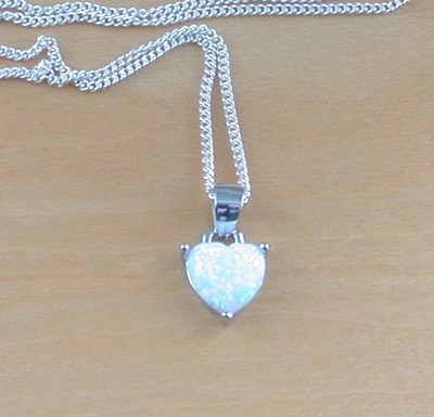 Sterling Silver Opal Heart Pendant & Chain/Opal Necklace/Opal Heart Necklace/Opal Jewellery/Opal Pendant/October Birthstone/Opal Jewelry/Opal Gift