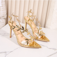 Elegant Women’s Golden Stiletto High-Heeled Sandals - Thumbnail 8