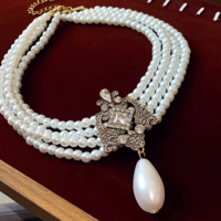 Waterdrop Pearl Multi-Layer Women's Necklace & Earring Set - Thumbnail 3