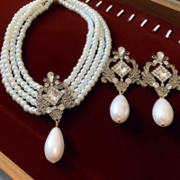 Waterdrop Pearl Multi-Layer Women's Necklace & Earring Set - Thumbnail 1