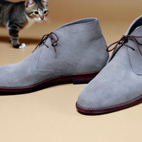 Crafted Leather Classic Men Gray Suede Leather Chukka Boot - Thumbnail 1