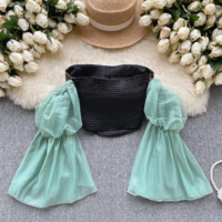 Women’s Chic Mesh Patchwork Corset Bustier Top - Thumbnail 2
