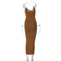 Suspender sleeveless V-neck dress fashionable and sexy midi skirt - Thumbnail 7